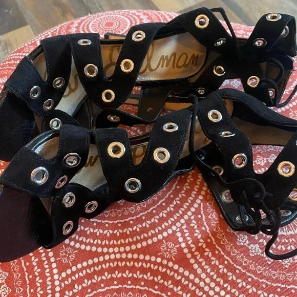 Sam Edelman Black heel sandals zipper back 6.5, 4 inch heel - Picture 5 of 8